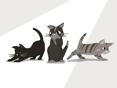 Kitten Things art cats flat gray kitten monochrome pets vector