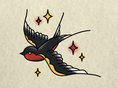 Swallow american design illustration illustrator shading stipple swallow tattoo traditional