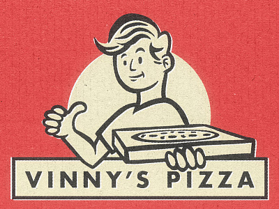 Vinny's Pizza box delivery design food pepperoni pizza print red retro stickermule