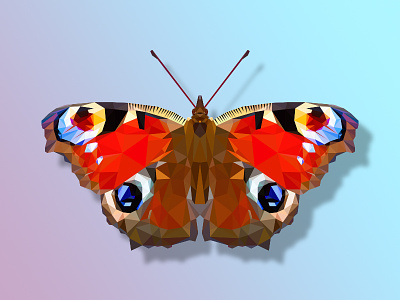 Peacock Butterfly | LowPoly Illustration butterfly geometric illustration lowpoly modern nature peacock polygon schmetterling technical triangle vector
