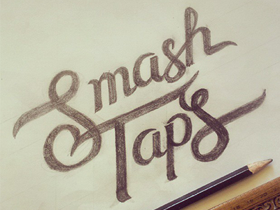 SmashTaps Logotype Sketch lettering logo logotype pencil sketch typography