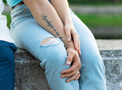 Moment blue green hands jeans light mood photography picture river summer tattoo