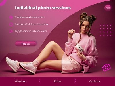 Web page design advertising camera design girl illustration media photography photosession picture pink ui ux webdesign webpage
