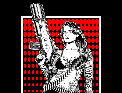 women tattoo with gun girls illustration tattoo weapon