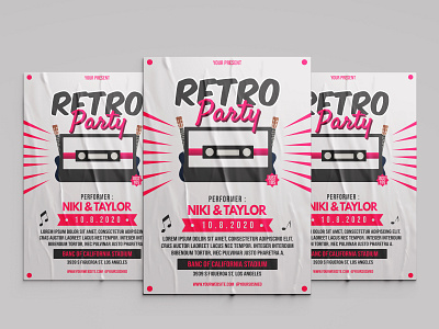 Print template Music Retro Party audio music poster print template