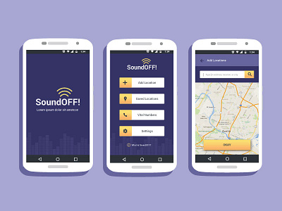 Android Screens app mobile purple sound