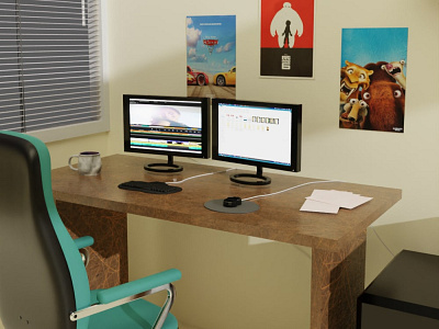 Office room In blender 🍃🌻 3d animation b blender branding cycle design graphic design illustration motion graphics ui vector