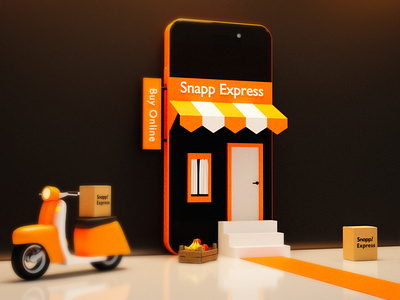 3D Snapp Express 🧡🖤 3d blender branding illustration vector