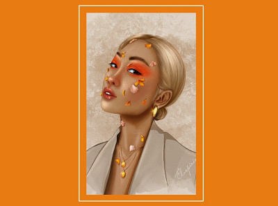 Orange girl design digital drawing fashion illustration illustration portrait