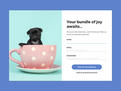 Daily UI 001: Sign Up Page daily ui dog pal paw sign up signup ui