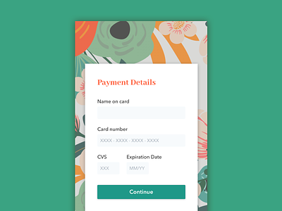 Daily UI 002: Payment credit card daily ui flower foliage payment