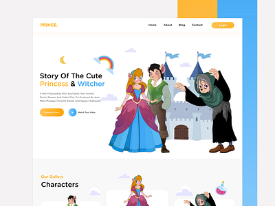 PRINCE-Cartoon Website Landing Page branding cartoon design film graphic design home illustration logo story ui ux vector web