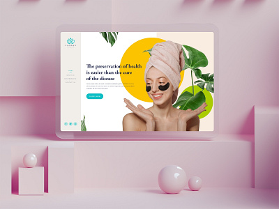 FLOWER - Spa & Beauty Landing Page 3D glass mockup