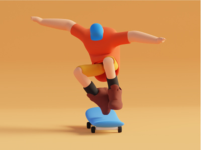 Skater boy 3d animation b3d blender branding design graphic design illustration logo motion graphics skateboard sport typography ui ux vector