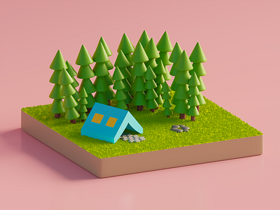 Travel concept 3D landscape