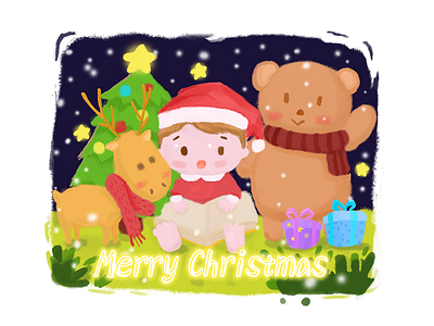 Merry Christmas christmas forest illustrator merry night