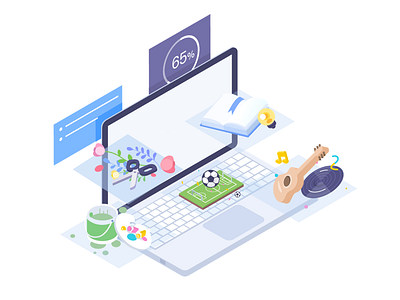 students course selection app education flat icon illustration isometric design paper cuttings ui web
