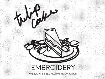 Tulip Cake Identity atl atlanta black and white cake fun hand writing plate sarcasm tulip