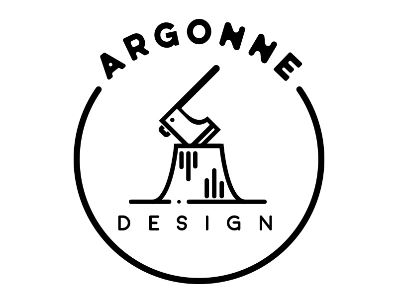 Argonne Design Logo logo minimal circle white black axe logs