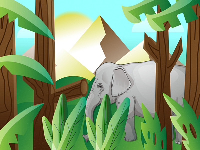 Elephant in Jungle design elephant illustration environment illustration graphic design illustration nature illustration ve vector