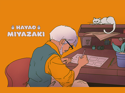 Miyazaki at work illustration