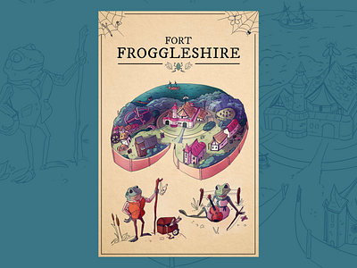 Frog Map city frog illustration map poster town