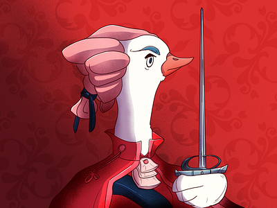 Noble Fowl animal bird character elegant fancy fantasy illustration noble portrait red swan sword vintage