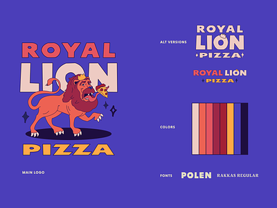 Royal Lion Pizza Logo branding illustration lion logo pizza purple
