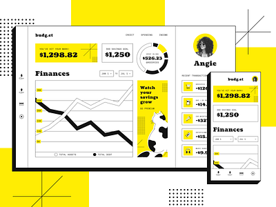 Budgeting Dashboard branding color experiment experimental minimalistic product product design responsive responsive design ui ux web web design yellow
