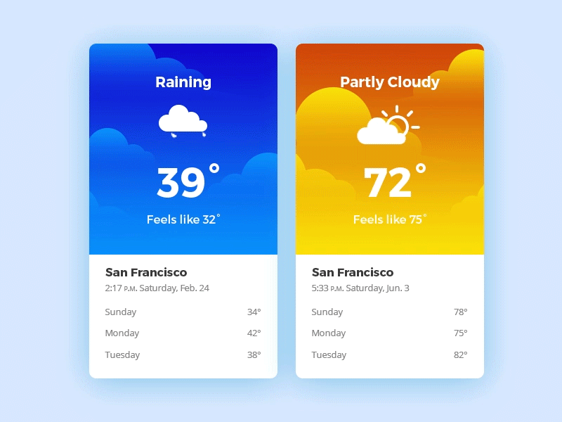 Weather App animated icon animation app color icon ui weather weather app