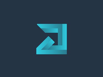 Darkbyte Logo 3d blue color cyan gradient impossible line logo paradox shape