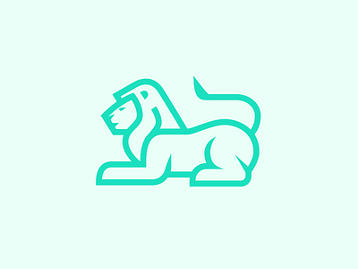 Sitting Lion Logo animal branding color colorful green lion lion sitting logo sitting statue