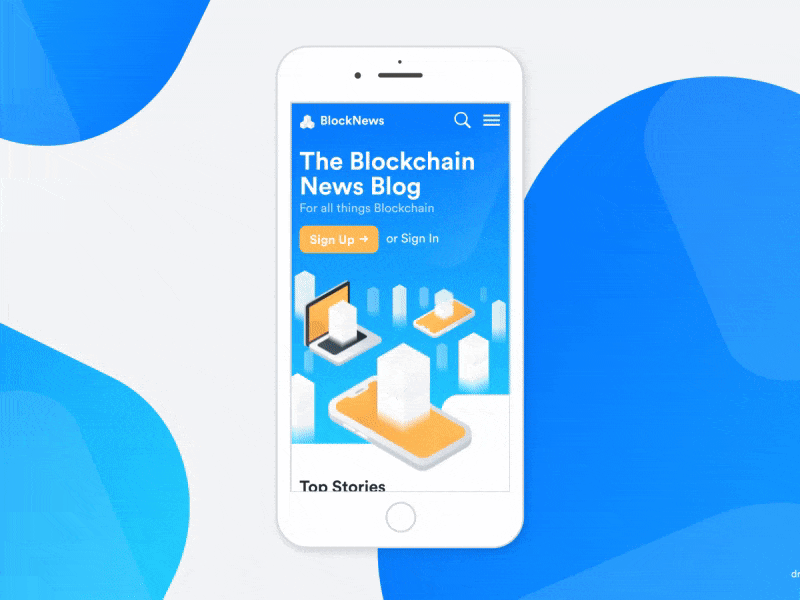 Block News Web App Design after effects block blockchain colorful cryptocurrency cube illustration isometric mobile motion sketch web