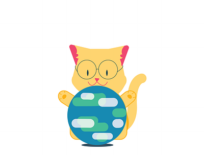 Yellow cat conquering planet earth 🌎 cat design illustration vector