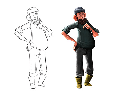 Fisherman art character design concept art design digital art illustration