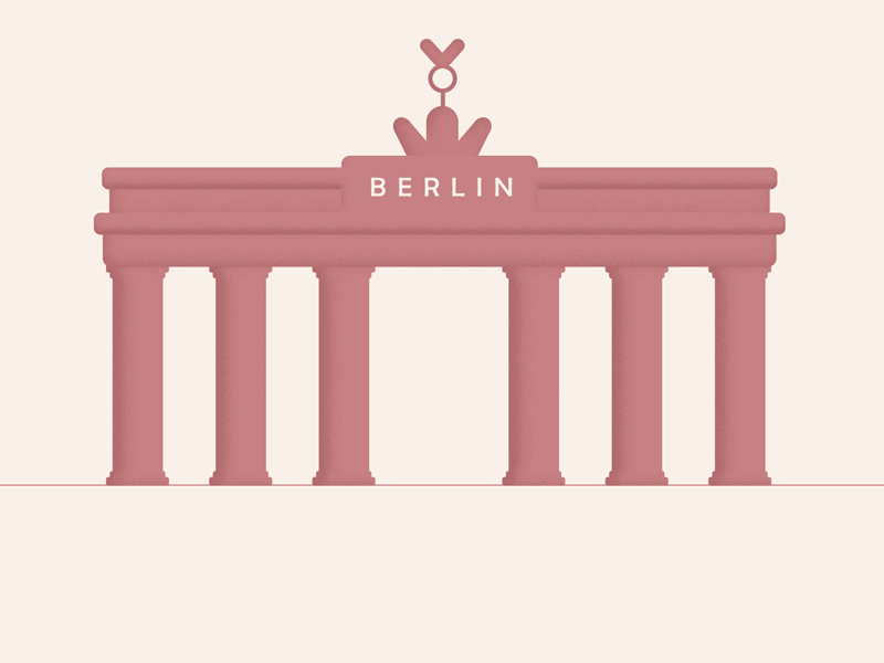 Girl on interrail - Berlin 2d animation after effects animate animation berlin brandenburg gate character character animation girl motion design motion graphics travel