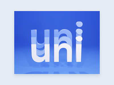 3D Modeling UNI 3d blue branding design graphic design logo minimalist shading
