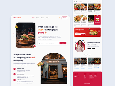 Shake Shack - Food Landing Page clean ui design food interface landingpage landingpage food minimalist red resto ui ux webdesign website