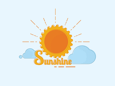 Sunshine clouds halftone illustration muted sky sun sunnshine