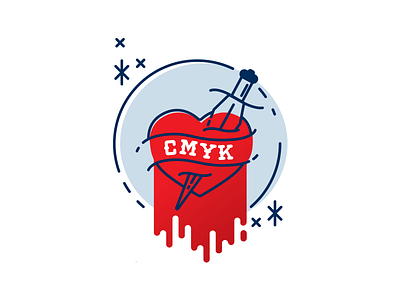 Bleed CMYK blood cmyk heart illustrations offset print stars