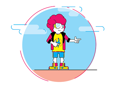 Coolest kid in 4th grade! cmyk cool epic illustration kid lightning pointing shoes