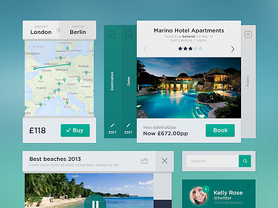 UI Kit - Holiday button clean design flat interface kit navigation search site ui video web