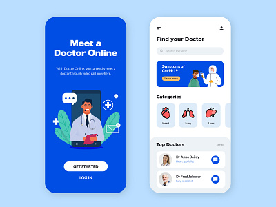 Doctor Consultation App Concept app blue concept design doctor doctor app doctor appointment illustration ios medical app ui uiux ux vector