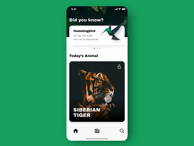 Animal Encyclopedia App animal animation animations app interaction design microinteraction mobile app design mobile ui motion design prototype prototype animation ui uiux ux