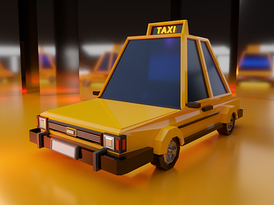Low poly Taxi - front 3dmodeling blender3d gameart