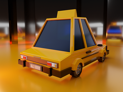 Low poly Taxi - back 3dart game art lowpoly3d