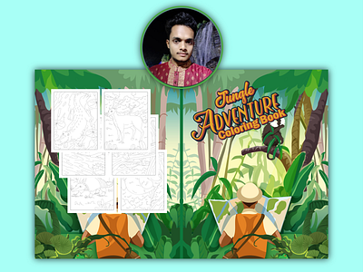 Jungle Adventures Coloring Boo activity book branding coloring book design graphic design illustration jungle adventures coloring book kdp book logo ui ux vector