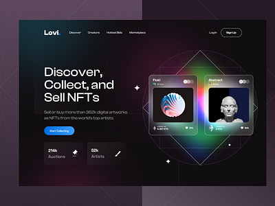 NFT Marketplace Design animation app art bitcoin branding crypto cryptocurrency design etherium gallery icon illustration landing page logo marketplace nft sell ui ux vector
