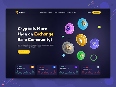 Crypto Landing Page animation app bitcoin branding coinbase crypto design ethereum header icon illustration landing page logo mining motion graphics not ui ux vector website