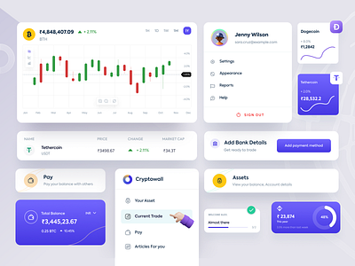 Cryptocurrency UI Cards animation app bitcoin branding cards components cryptocurrency cuberto design icon illustration landing page logo nft tesla ui ui8 ux vector wallet